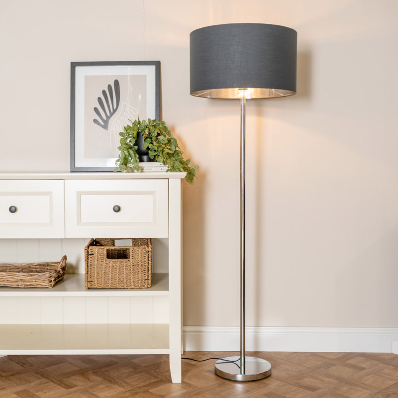Daryanna 148cm Traditional Floor Lamp, Brushed, Yes, Grey
