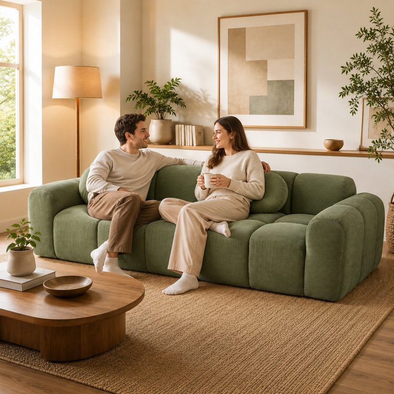 Canapé 98,4 po en velours côtelé 3 places Cloud