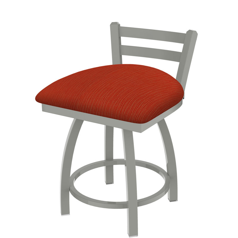 Tabouret de coiffeuse Jackie, Nickel anodisé, Tissu graphique coquelicot