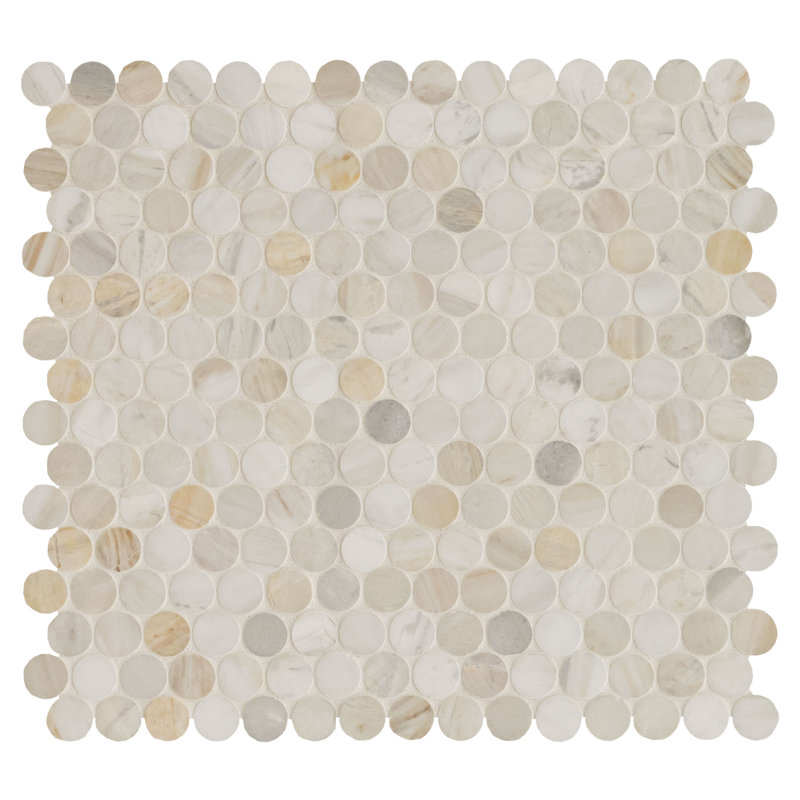 Selene Oro Penny Round 12 in. x 12 in. Honed Marble Mosaic Floor and Wall Tile