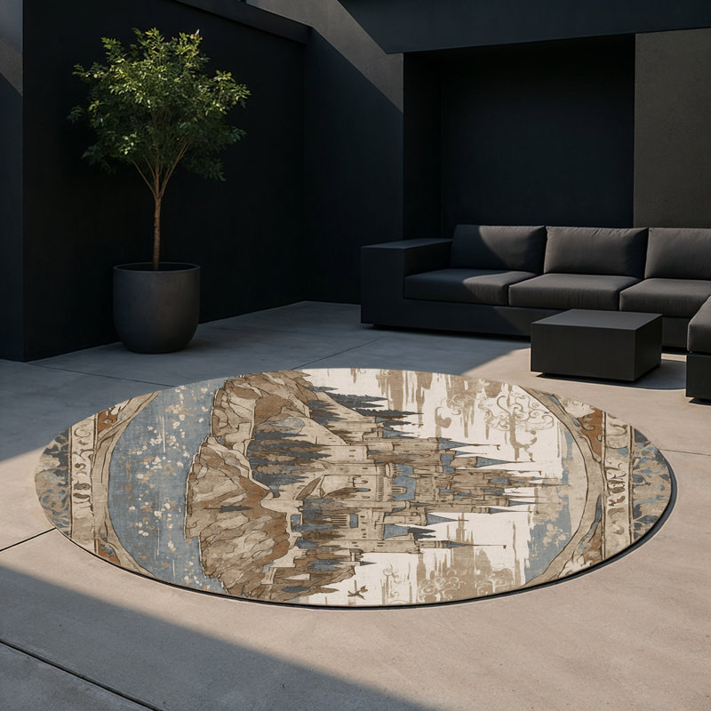 Seaward Bastion Indoor And Outdoor Area Rug, Round 5'