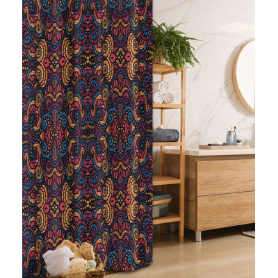 Feuke Abstract Shower Curtain with Hooks Included