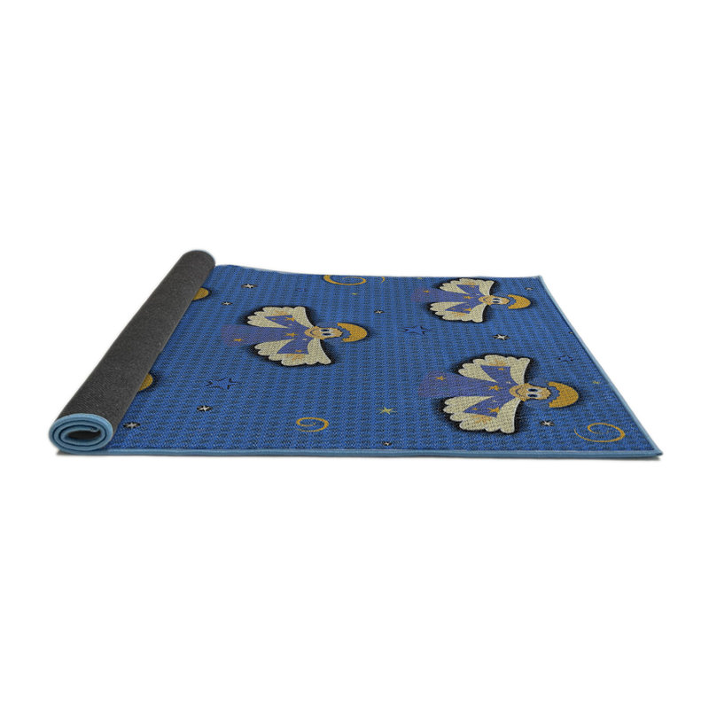 Tapis de zone bleu royal à motifs, Rond 5 pi