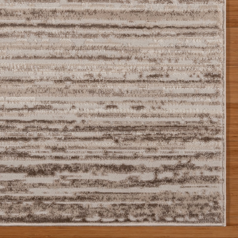 Migliore Osian Modern Striped Ombre Soft High-Low Beige Cream Gold Area Rug, Rectangle 8'9" x 13'1"