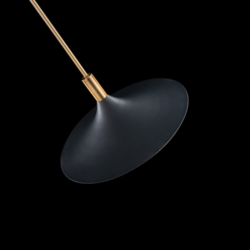 Transitional 18" LED Pendant in Black, Gold, and Aged Brass with Etched Acrylic Shade