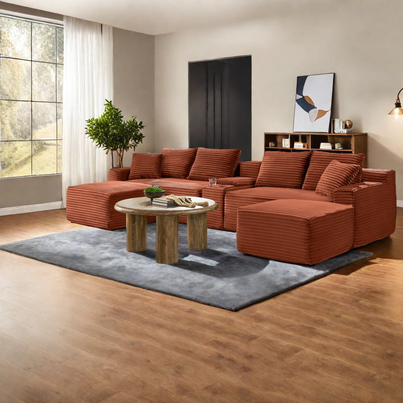 Canapés portatifs modulaires en nuage avec USB, conception en velours côtelé pour la maison