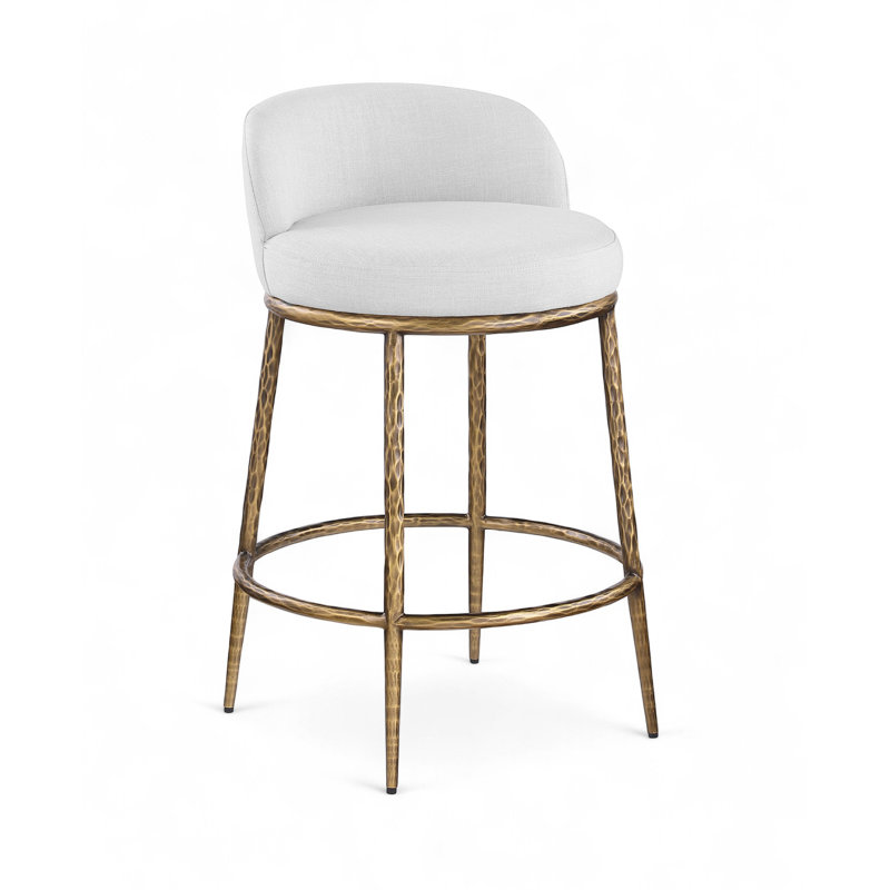 Tabouret de comptoir Ferro Hessle, Siège blanc / cadre doré