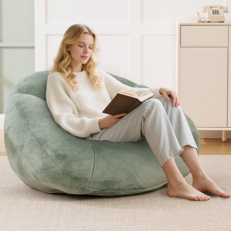 40'' Wide Faux Fur Accent Chair, Mint Green