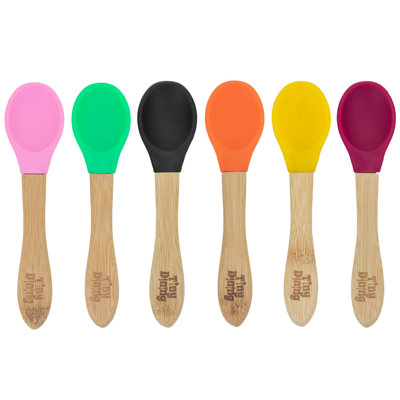Tiny Dining - Children's Bamboo Silicone Tip Spoons - 6 Colours