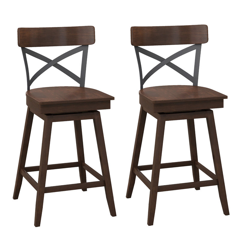 Marjola Swivel Solid Wood Counter Stool with Solid Wood Frame, Counter Stool (24" Seat Height)