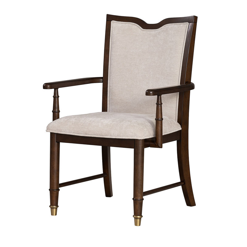 Chaise de salle à manger avec accoudoirs et dossier rembourrés de style transitionnel 2 pièces