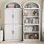 Armoire garde-manger arquée de style campagnard de 71,6 po de hauteur avec rangement fermé, blanc