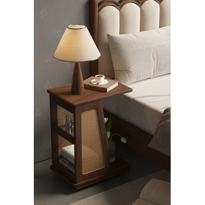 24.8" Brown Rectangular Solid Wood End Tables