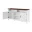 Buffet de 58 po, armoire de rangement blanche antique avec tablettes réglables et portes de grange, table basse de bar multifonctionnelle pour l'entrée de la salle à manger, blanc