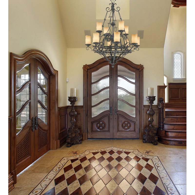 Lustre suspendu intérieur en fer forgé à 12 lumières Sayles