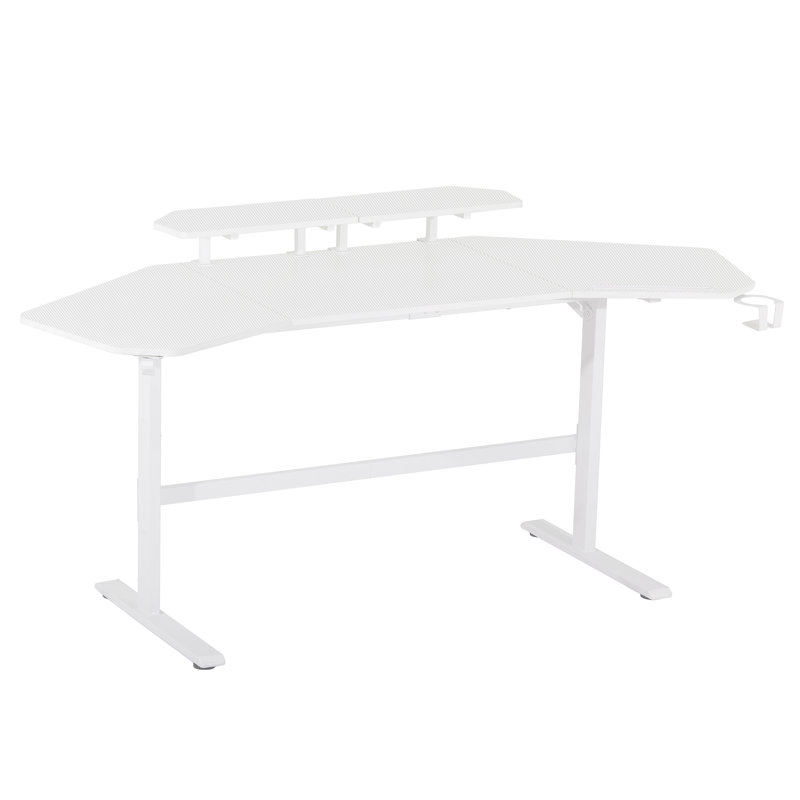 Game table with bookshelf and accessory shelf, White