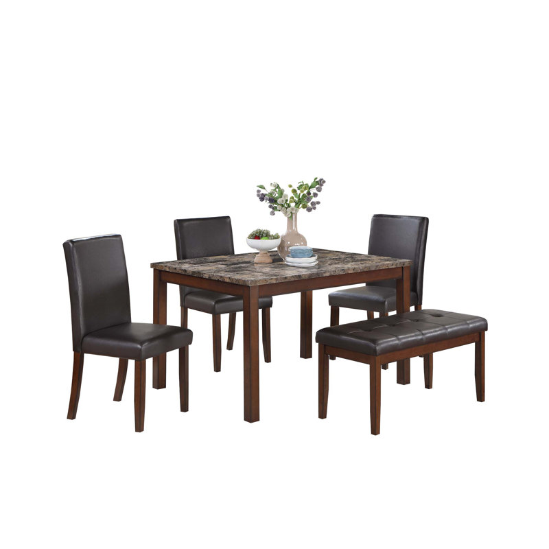 Ensemble repas 5 pièces avec chaises et banc