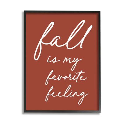 «Fall Favorite Feeling Seasonal Autumn Calligraphy Expression», estampe numérique encadrée noire, art texturé par lettres et lignes