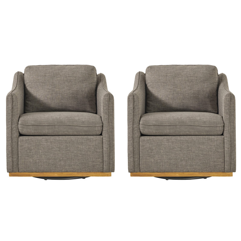2-Pack Modern Farmhouse Upholstered Swivel Armchairs, Dark Gray