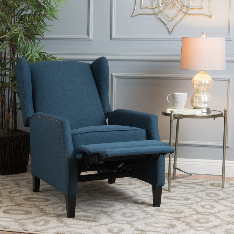 Fauteuil inclinable manuel 26,5 po Boruta, Mélange de polyester bleu marine