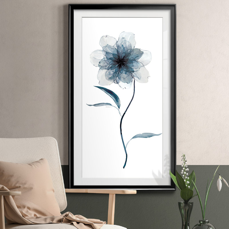 Indigo Floral II - Cadre photo, reproduction d'art sur papier, Papier noir, H 14,5 po x l 26,5 po x P 1,5 po