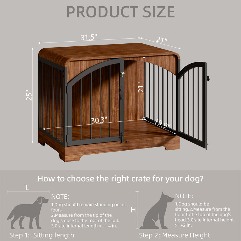 Meuble de rangement pour chien 31,5 "Farmhouse, H 25 po x l 31,5 po x P 21 po, Brun