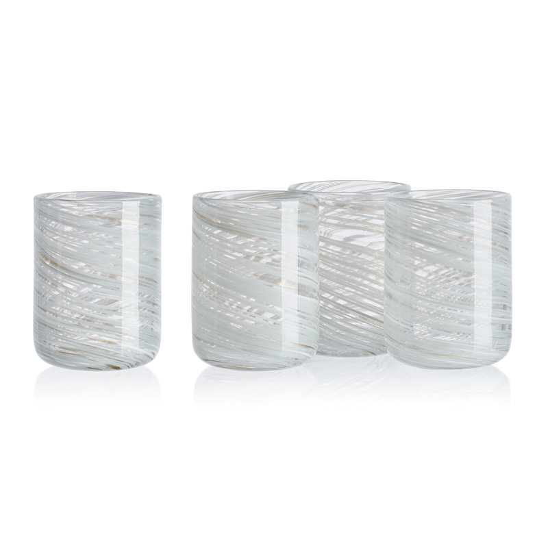 Tourbillon de couleur 15 oz Double verres à whisky, Transparent/blanc