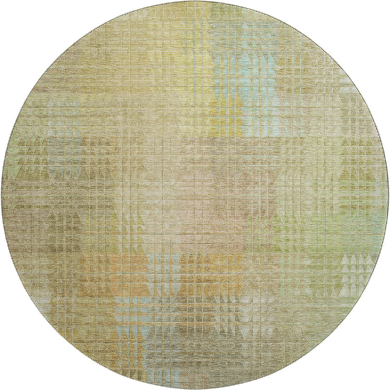 Premium Machine Washable Alijah AMF1277 Geometric Rug, Round 8'