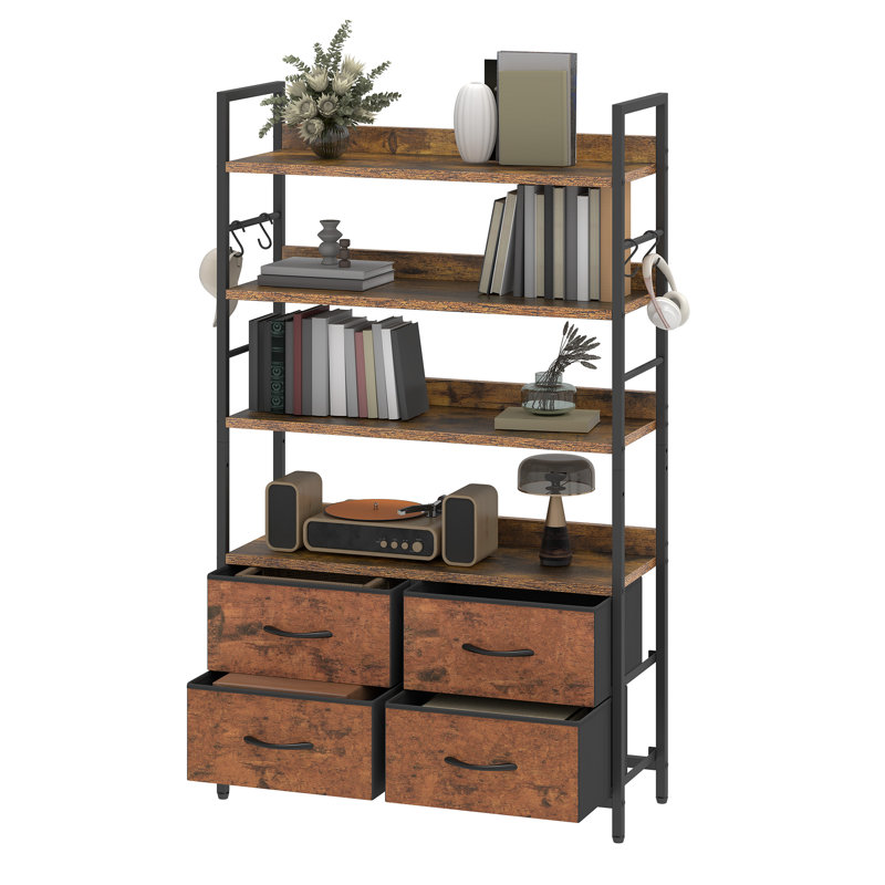 146cm H x 80cm W Metal Ladder Bookcase, Brown