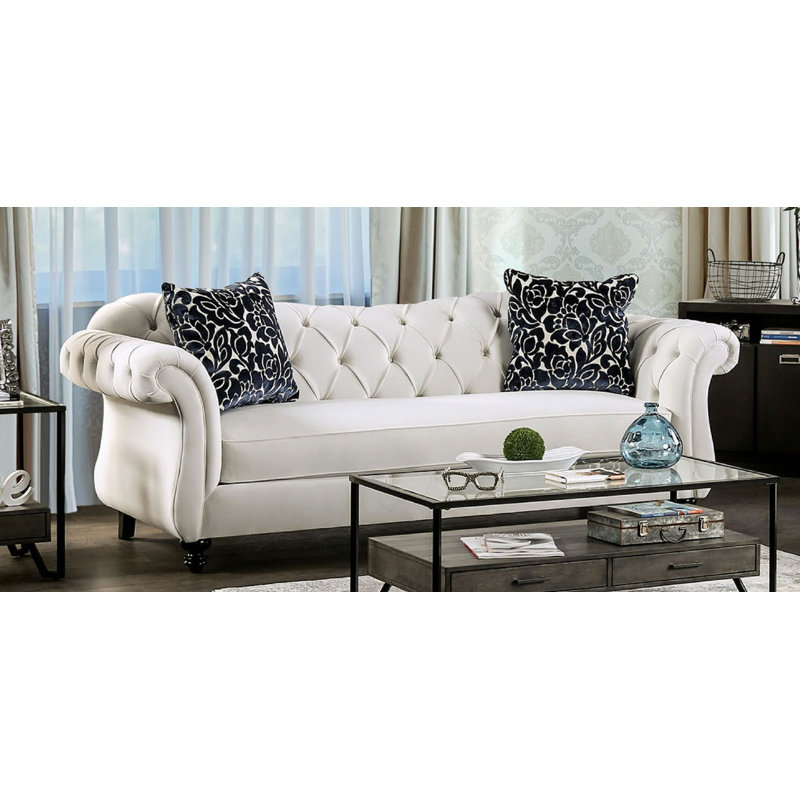 Beiler Upholstered 91'' Sofa, White 100% Polyester