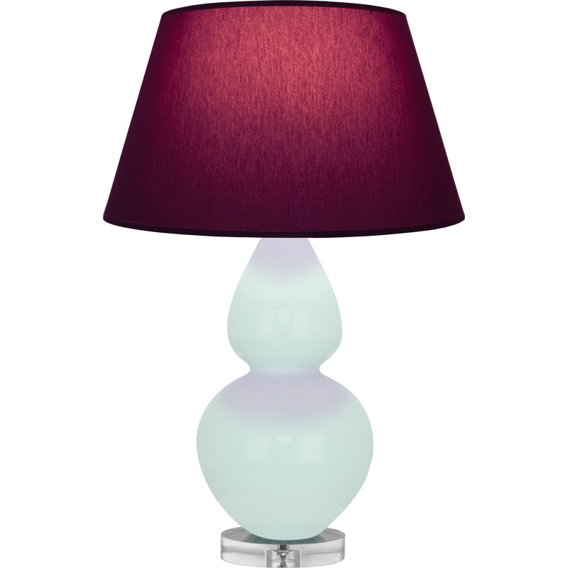 Double Gourd Table Lamp, Navy with Gray Lining, Sugar Plum Glazed/Silver