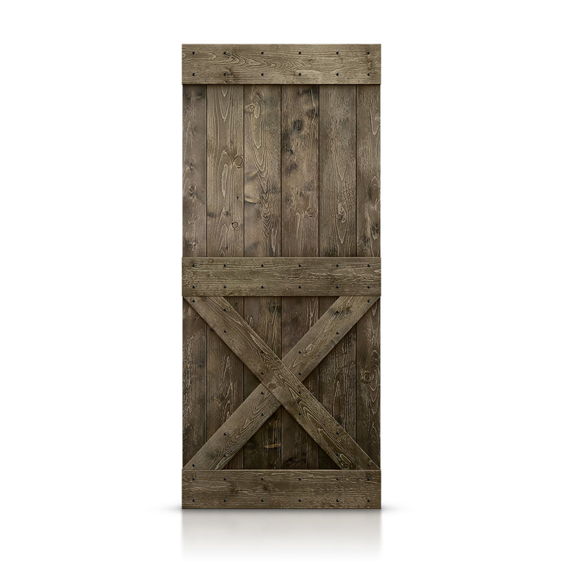 Porte de grange peinte peinte en bois à panneau sans installation de quincaillerie d’installation, Espresso, 36 po x 84 po