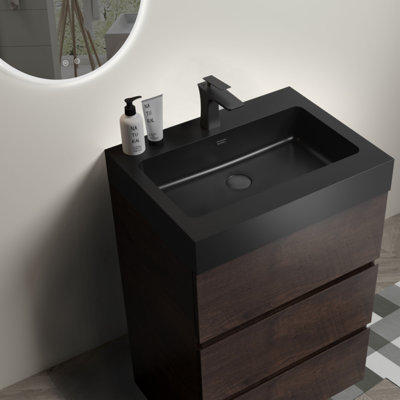 Meuble-lavabo simple 24 po avec comptoir en céramique Deanise