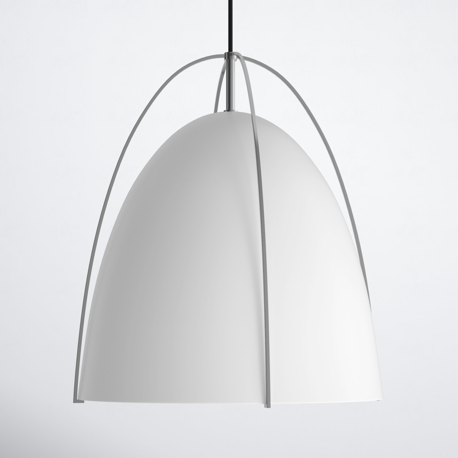Nikki Single Light Metal Steel Dimmable Pendant, Chrome, White, 19.13" H x 15.38" W x 15.38" D