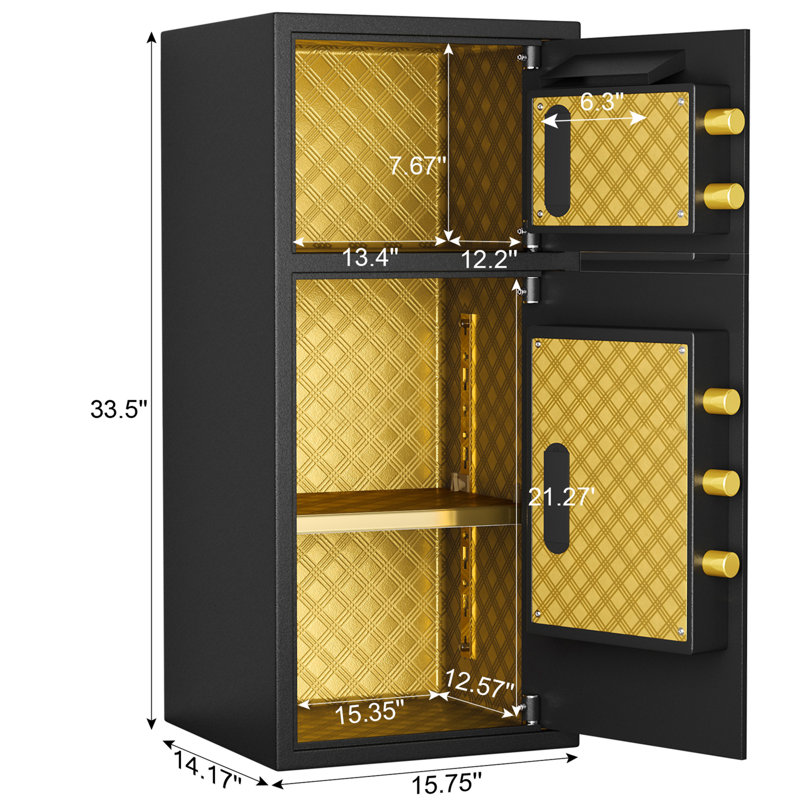 Large Double-Door Coin-Operated Safe, 33.46" H x 15.74" W x 14.17" D