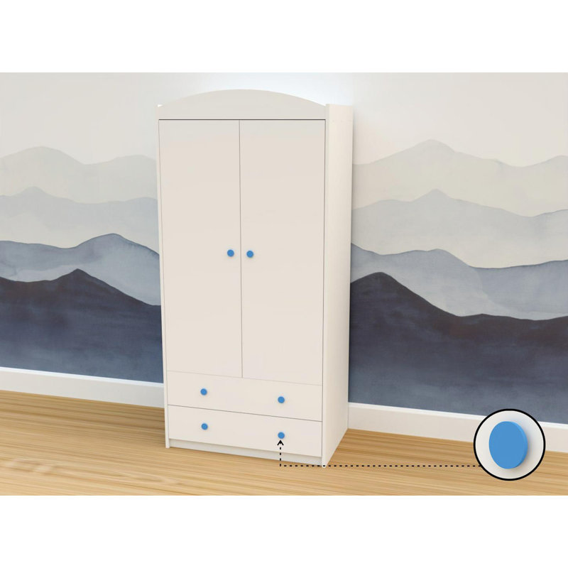 Platteville 2 Door Wardrobe, White/Blue