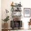Bibliothèque à 4 niveaux, bibliothèque autoportante avec armoire de rangement et porte coulissante-884458219-884690614
