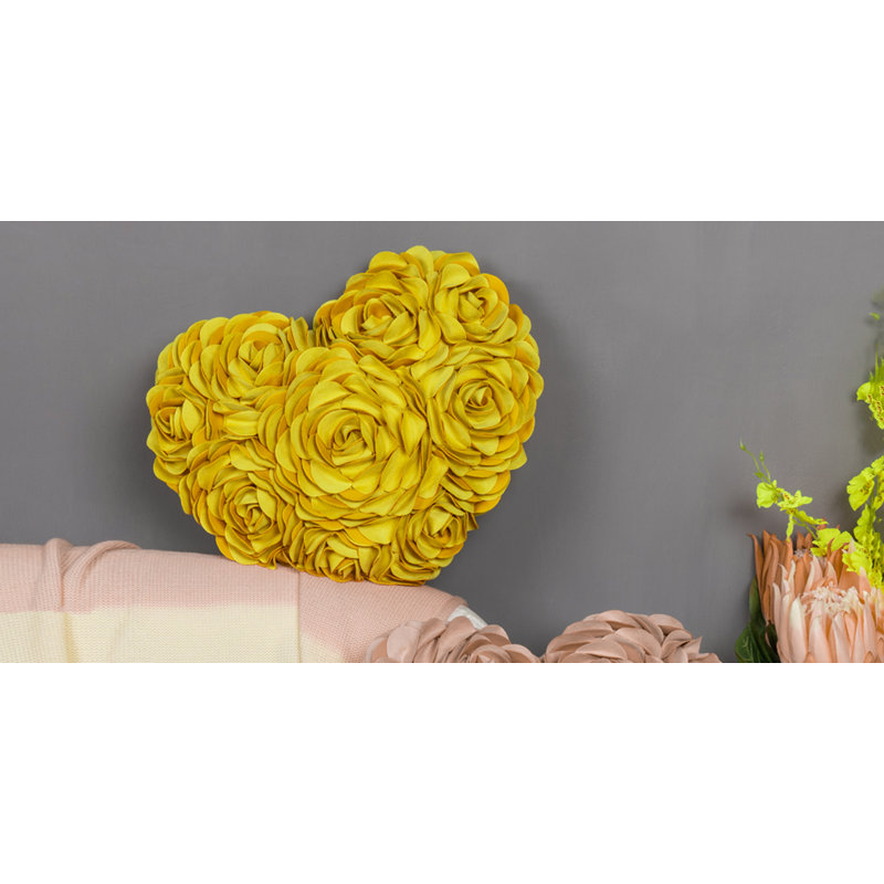  Housse de coussin 3D Flower, Jaune moutarde