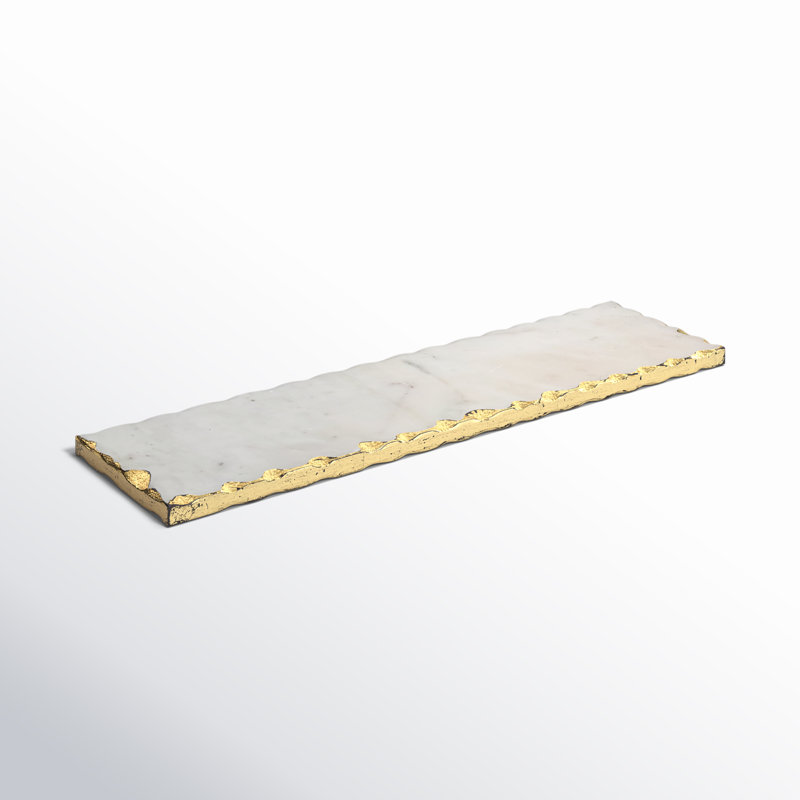 Edica Marquise Gold Raw Edge Marble Serving Tray