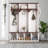 Farmhouse Wooden Hall Tree with Arched Design, 4-in-1 Entryway Storage Bench with 5 Hooks & 7 Cubbies, Rustic Mudroom Shoe Cabinet-1810845501