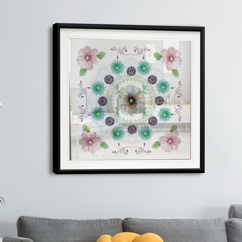 Art floral sur toile Kaléidoscope II, H 17,5 po x l 17,5 po x P 1,5 po, Cadre plastique noir