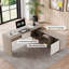 Home Office Extendable Desk With Storage Cabinet Adjustable To L-shape For Writing Dressing