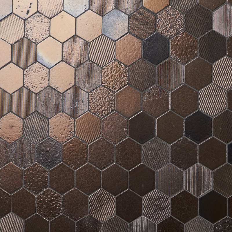 Carreau de mosaïque hexagonal Art Lava (0,86 pied carré / chaque), Brun foncé / gris foncé