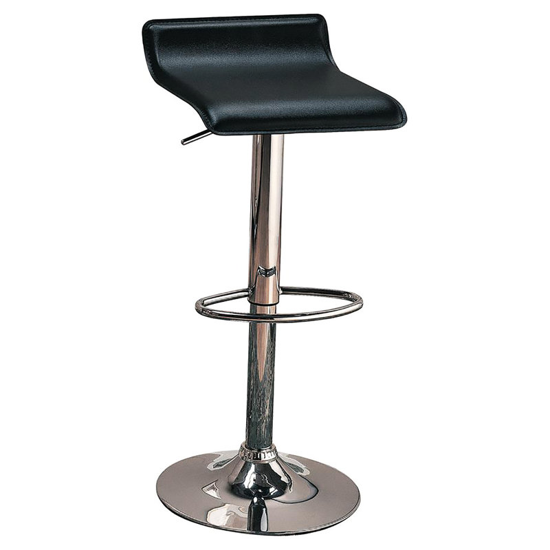 Chaise de bar contemporaine en cuir noir avec siège réglable sans dossier