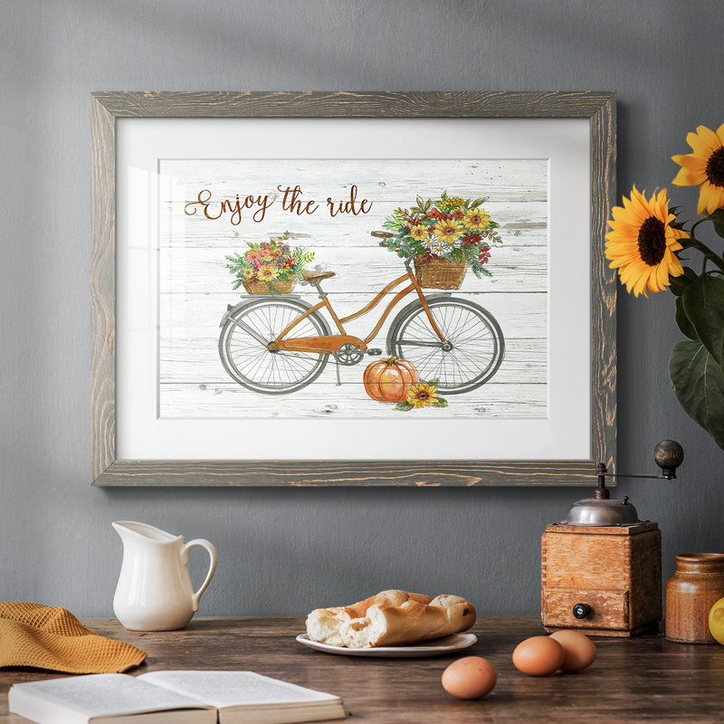 " Harvest Bike " Painting Print, 18" H x 26" W x 1.5" D, Grey