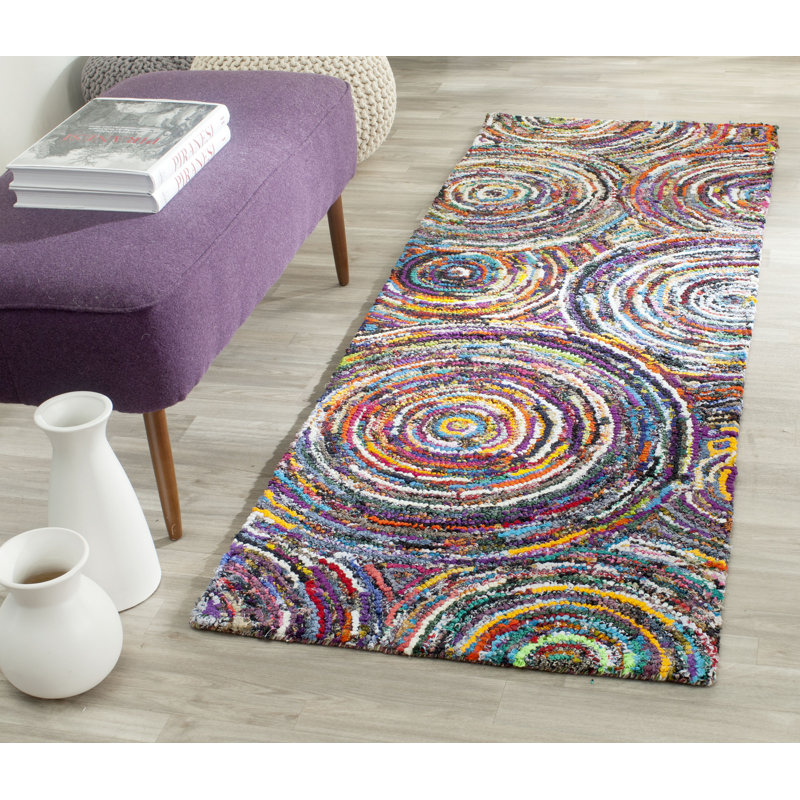 Tapis en coton touffeté à la main Anaheim, Tapis de couloir 2 pi 3 po x 12 pi