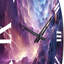 Horloge murale mauve abstraite fractale interstellaire-93394152