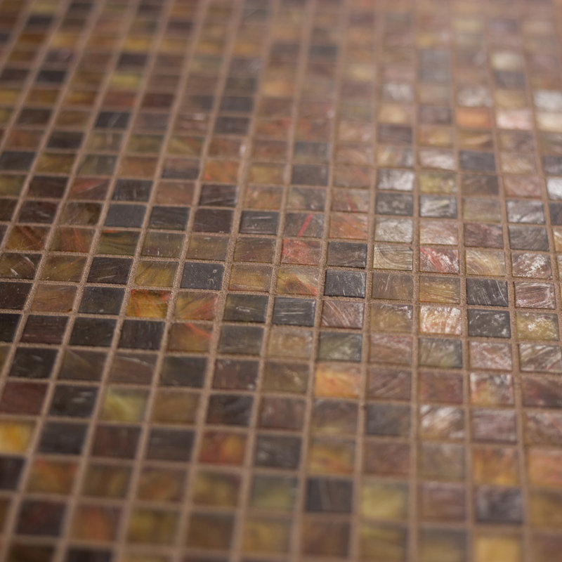 Amber 0.5" x 0.5" Glass Grid Mosaic Wall & Floor Tile, Cappuccino