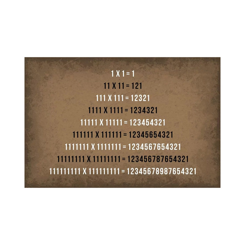 Multiplication Palindromes - impression d'art textuel, Toile tendue, Pas de tapis, H 12 po x l 18 po x 1,5 po