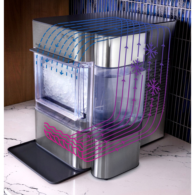 GE-Profile-Opal-2-0-Ultra-Nugget-Ice-Maker-with-Side-Tank-and-Scale-Inhibiting-Filter-XPIO13SWSS, Stainless Steel